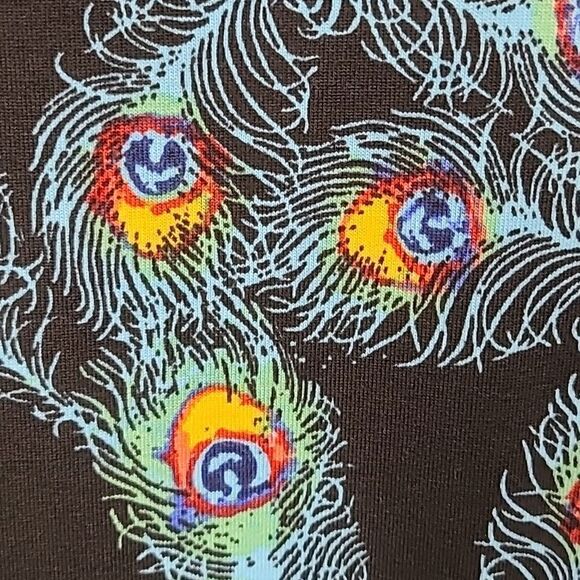 NWT LuLaRoe Peacock Feather Print Dress Julia Midi Black Fitted Sheath Bodycon - Picture 7 of 12